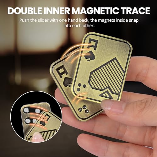 ITOKEY Metal Magnetic Fidget Slider – EDC Poker Card Desk Toy for Stress Relief, Click Sound, Gifts for Adults with ADHD