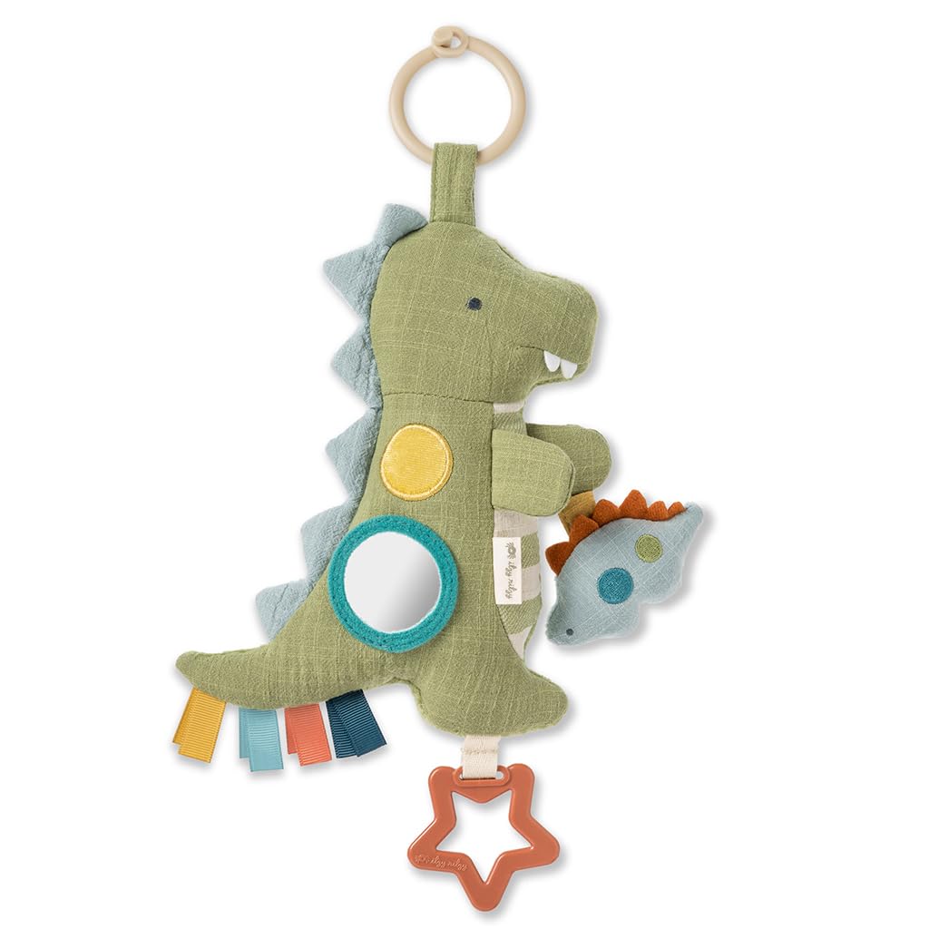 Itzy Ritzy Bitzy Traveler Dinosaur Car Seat & Stroller Toy – Sensory Crinkle Rattle Textures