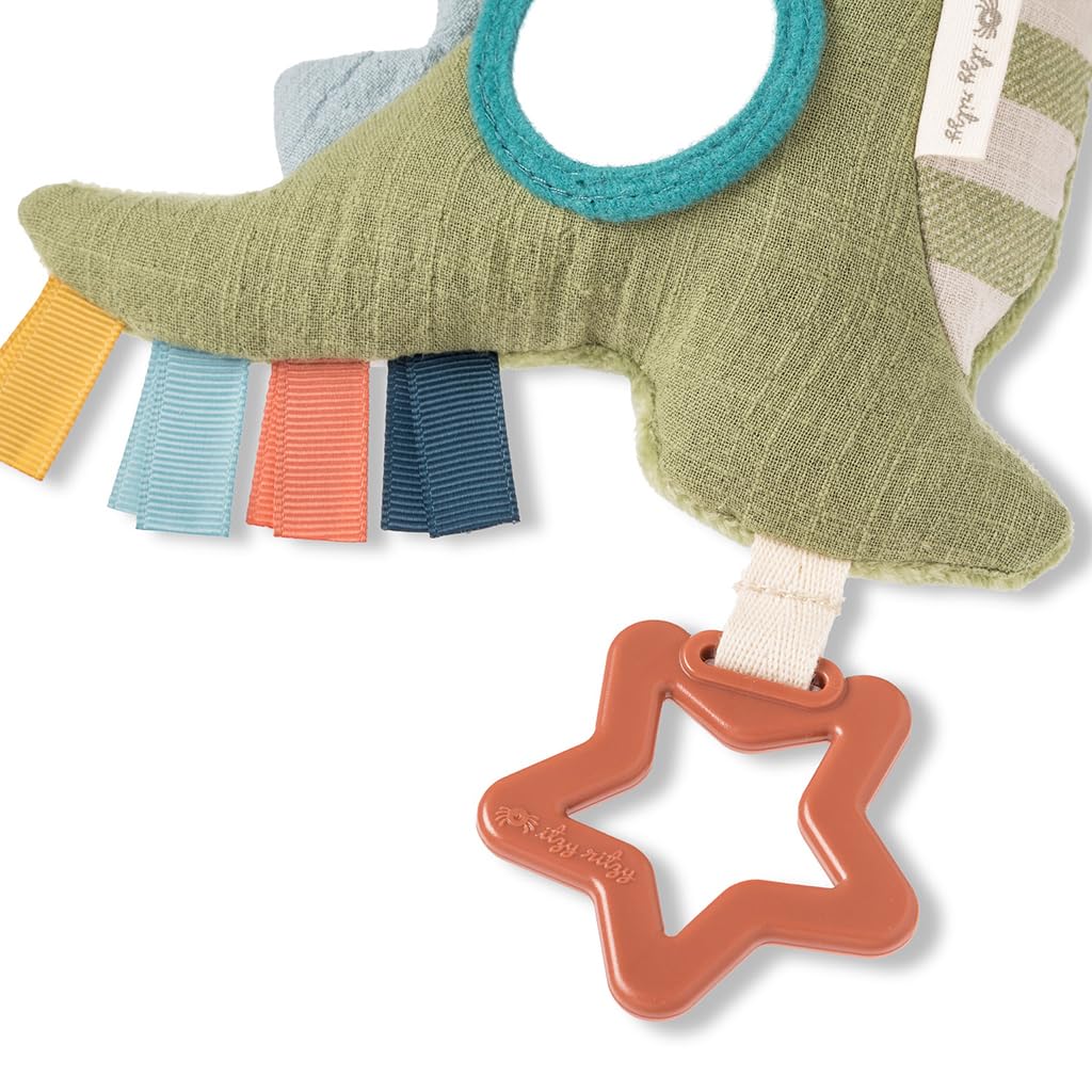Itzy Ritzy Bitzy Traveler Dinosaur Car Seat & Stroller Toy – Sensory Crinkle Rattle Textures