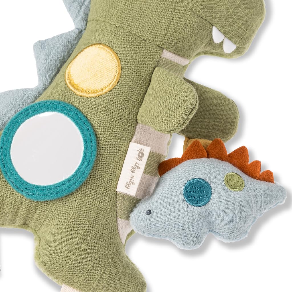 Itzy Ritzy Bitzy Traveler Dinosaur Car Seat & Stroller Toy – Sensory Crinkle Rattle Textures