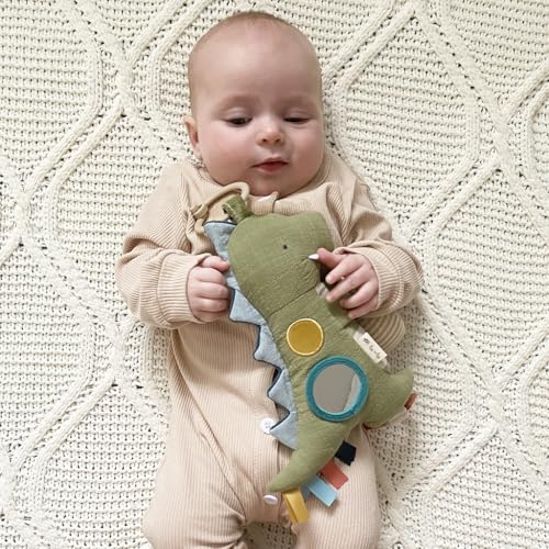 Itzy Ritzy Bitzy Traveler Dinosaur Car Seat & Stroller Toy – Sensory Crinkle Rattle Textures