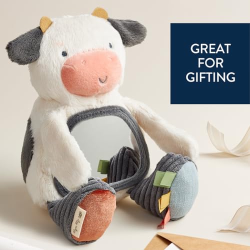Itzy Ritzy Cow Tummy Time Mirror with Crinkle & Jingle Sounds for Sensory Play