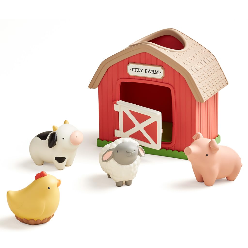 Itzy Ritzy Put & Take Activity Toy – Sensory Farm Set with 4 Squeezable Pieces for Infants & Toddlers