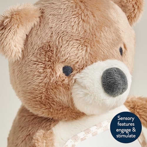 Itzy Ritzy Sensory Tummy Time Toy Mirror – Bear with Crinkle & Jingle Sounds, Textures, and Self-Discovery Mirror for Infants 0+ Months