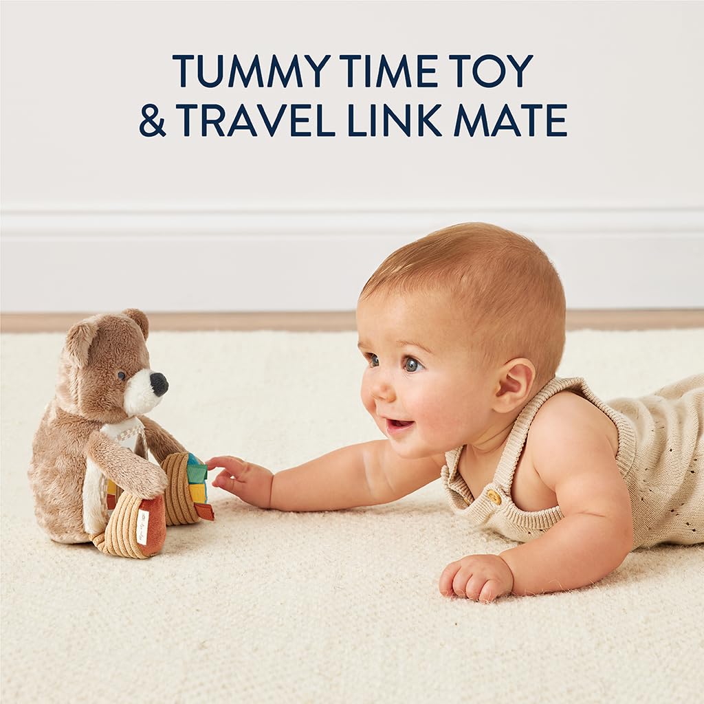 Itzy Ritzy Sensory Tummy Time Toy Mirror – Bear with Crinkle & Jingle Sounds, Textures, and Self-Discovery Mirror for Infants 0+ Months
