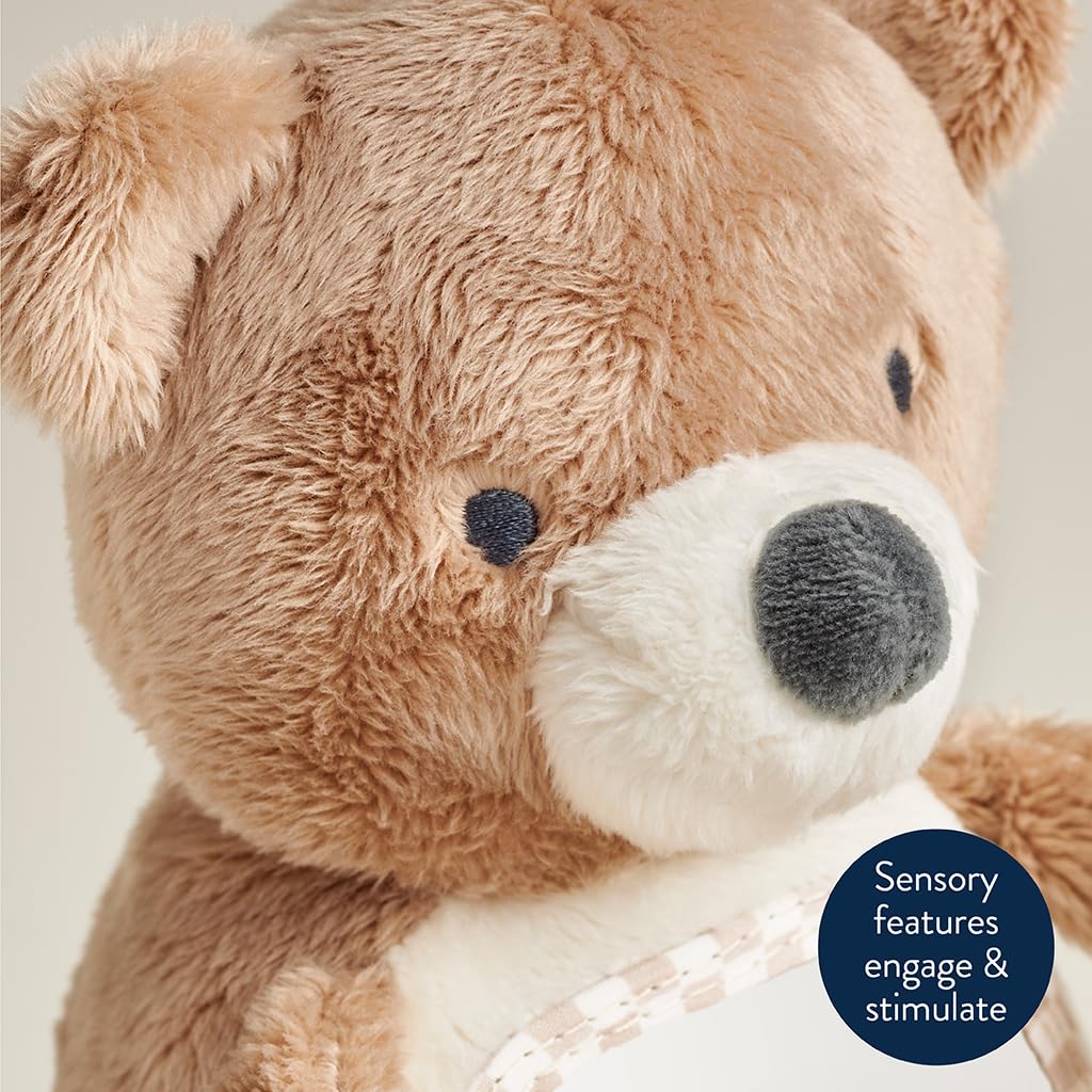 Itzy Ritzy Sensory Tummy Time Toy Mirror – Bear with Crinkle & Jingle Sounds, Textures, and Self-Discovery Mirror for Infants 0+ Months