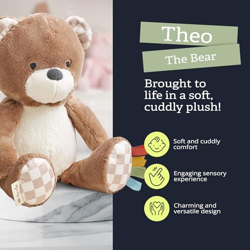 Itzy Ritzy Snuggles Plush Bear – Soft Sensory Toy with Ribbons for Newborns & Up