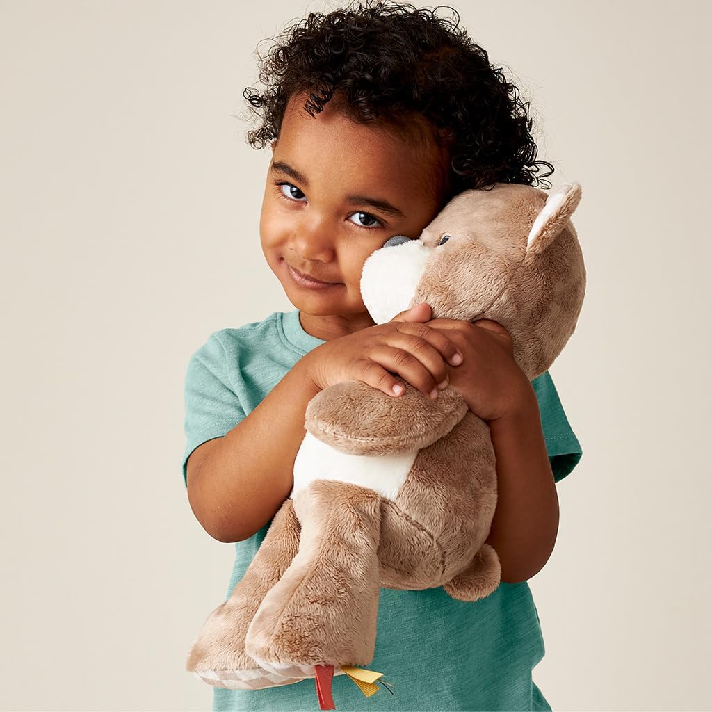 Itzy Ritzy Snuggles Plush Bear – Soft Sensory Toy with Ribbons for Newborns & Up