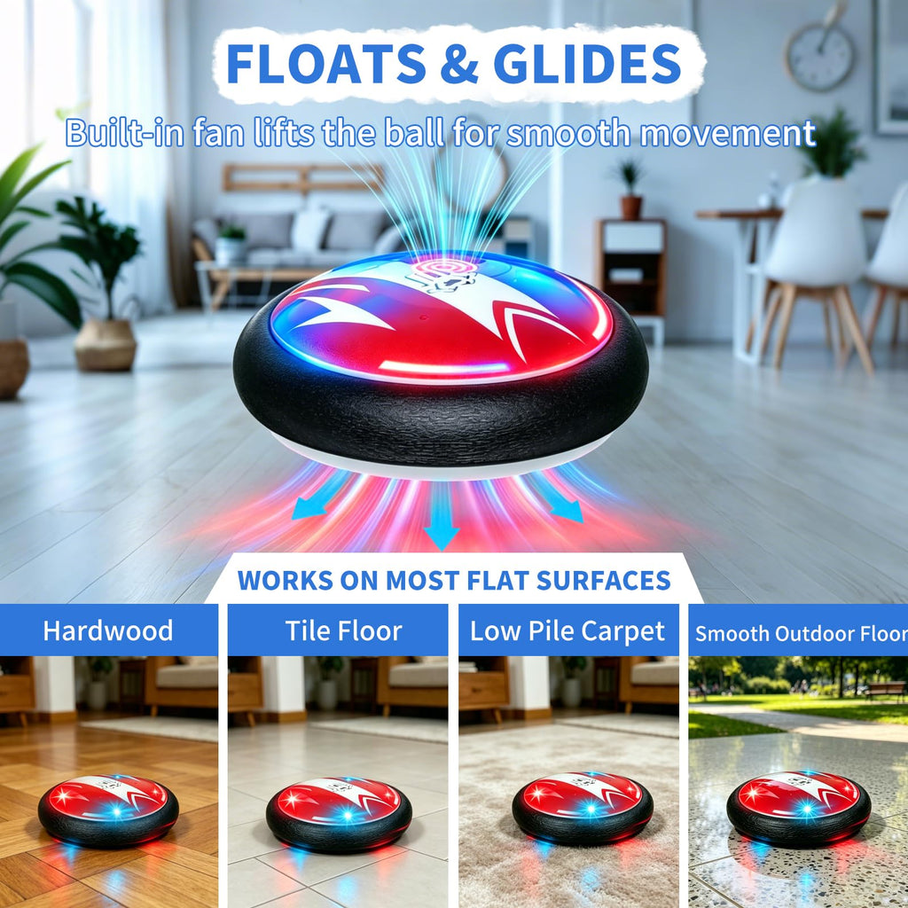 iuuoi Light-Up Hover Soccer Ball – Indoor Floating Football with LED Lights and Foam Bumper for Kids Ages 3-12, Fun Birthday Gift