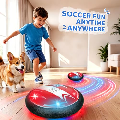 iuuoi Light-Up Hover Soccer Ball – Indoor Floating Football with LED Lights and Foam Bumper for Kids Ages 3-12, Fun Birthday Gift