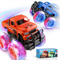 iValea Light-Up Monster Trucks 2-Pack: Pull-Back Toy Cars with LED Wheels for Toddlers Ages 3-6