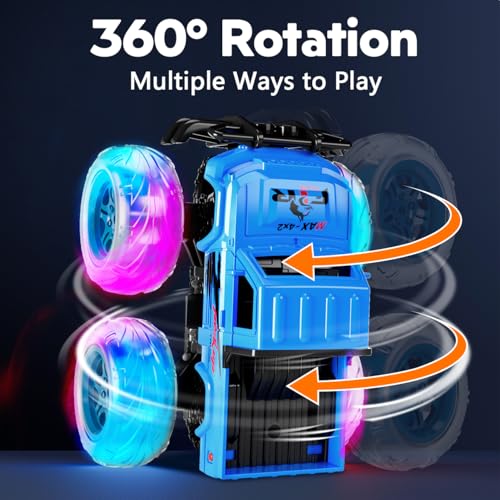 iValea Light-Up Monster Trucks 2-Pack: Pull-Back Toy Cars with LED Wheels for Toddlers Ages 3-6