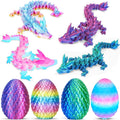 Ivrmtal 4-Pack 3D Printed Dragon Eggs with Articulated Crystal Dragons – Easter Basket Stuffers for Kids