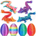 Ivrmtal 4-Pack 3D Printed Dragon Eggs with Articulated Crystal Dragons Inside - Easter Basket Stuffers for Kids