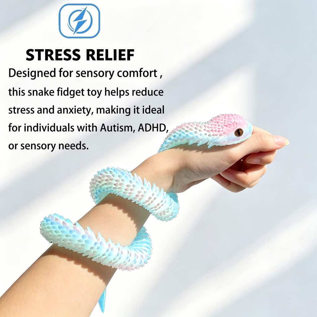 Ivrmtal 4-Pack 3D Printed Snake Toys – 12-Inch Flexible Fidget Snakes for Stress Relief and Decor