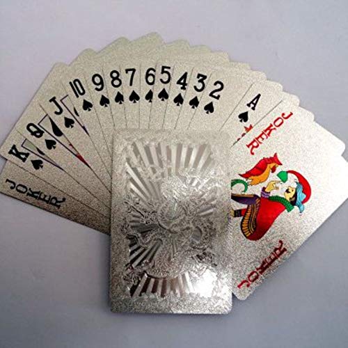 Ivymei 2 Pack Silver Foil Dragon Playing Cards – Waterproof PVC Poker Deck with High Flexibility
