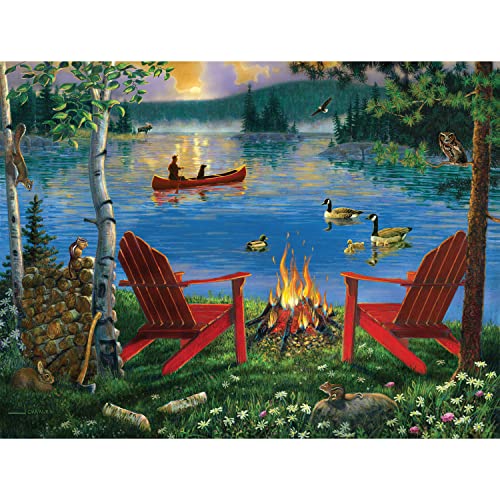 J. Charles 'Adirondack Chairs and Fire' 550-Piece Jigsaw Puzzle – 24x18 Inches, Intermediate