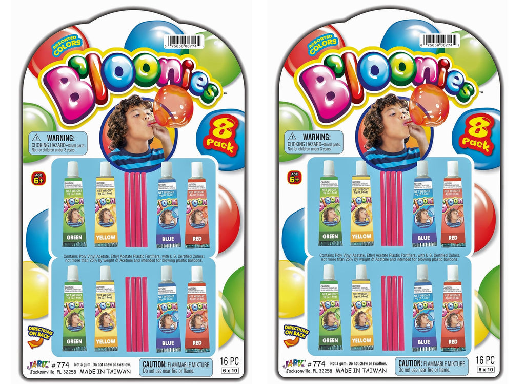 JA-RU B'loonies Plastic Balloon Variety 8 – 2 Packs with 16 Tubes, Straws & Sticker