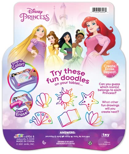 JA-RU Disney Princess Magic Draw Magnetic Drawing Pad – Mess-Free Doodle Board for Kids, Travel Toy with Stylus