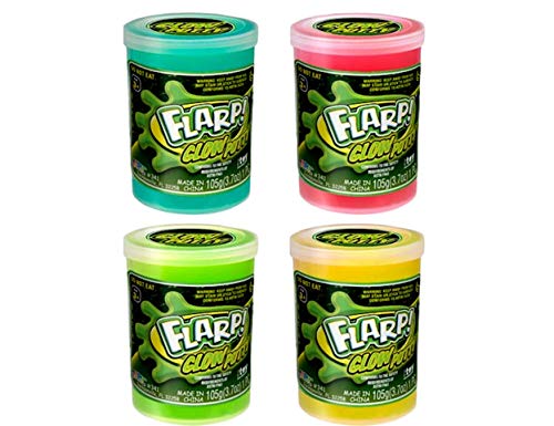 JA-RU Flarp Glow in the Dark Scented Noise Putty (3 Units) with Bouncy Ball, Neon Colors, Stress Relief Toy for Kids & Adults