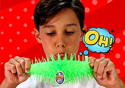 JA-RU Googly Puffer Ball 2-Pack – Stretchy Sensory Fidget Toy with Rubber Spikes and Finger Loop
