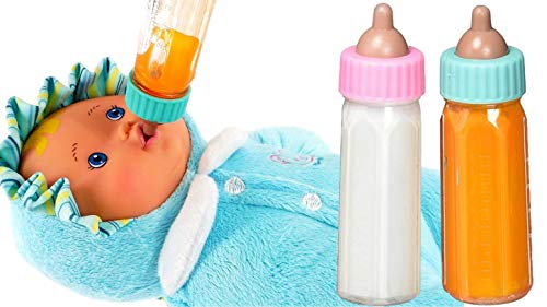 JA-RU Magic Baby Doll Bottles (4 Pack) – Disappearing Milk and Juice Bottles for Pretend Play