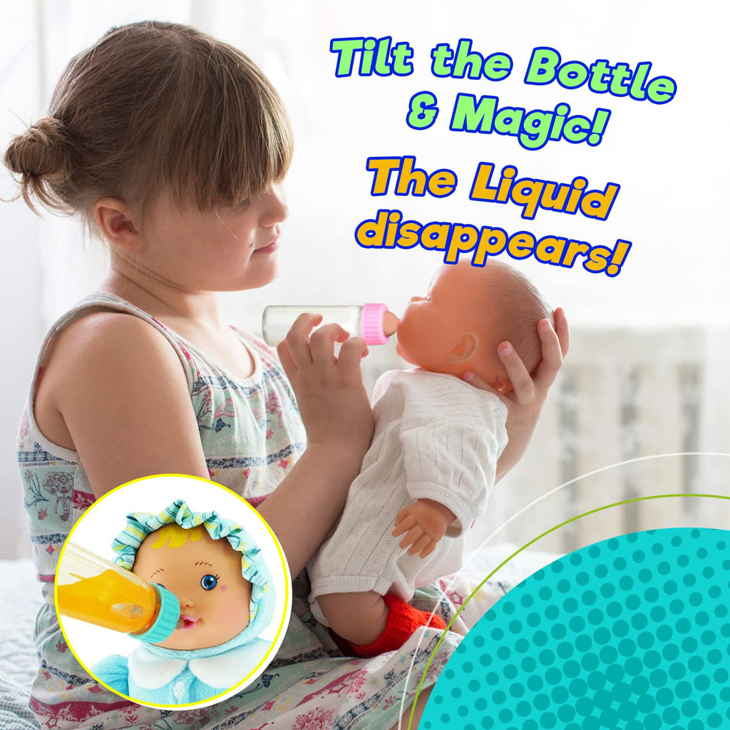 JA-RU Magic Baby Doll Bottles (4 Pack) – Disappearing Milk and Juice Bottles for Pretend Play