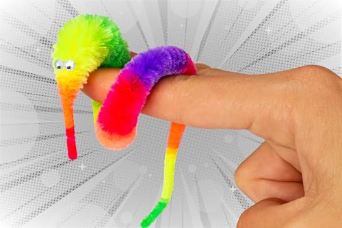 JA-RU Magic Fuzzy Worms on Strings – 4 Pack Fidget Toy for Sensory Play, Party Favors, and Pranks