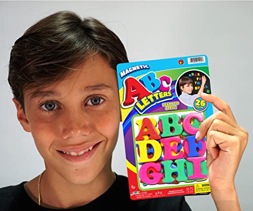 JA-RU Magnetic Letters and Numbers (2 Pack) - 52 Colorful Fridge Magnets for Kids Learning & Classroom