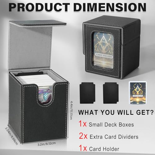 Jaffzora Magnetic Commander Deck Box – Holds 100 Double-Sleeved MTG Cards, Black & Grey