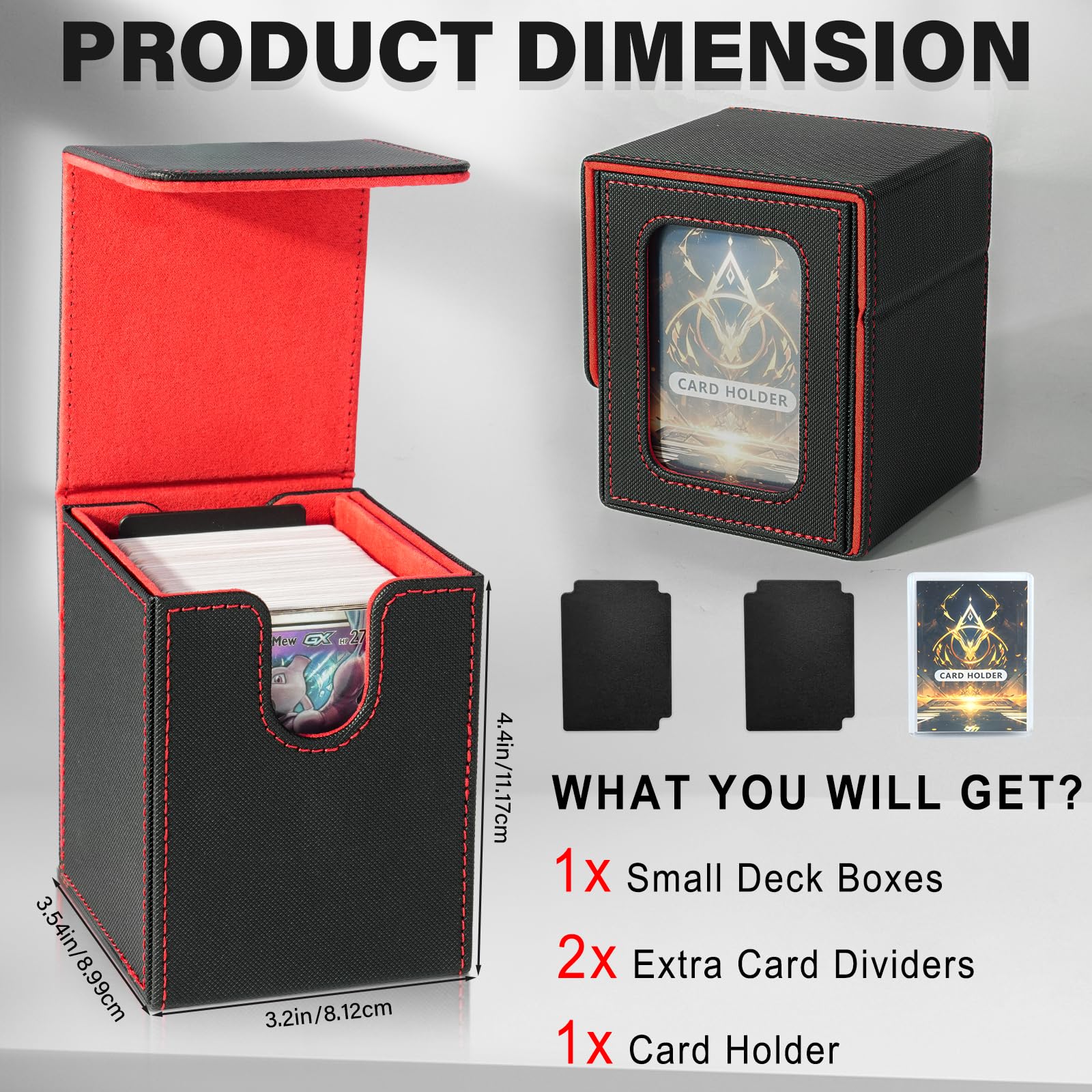 Jaffzora Magnetic Deck Box for MTG Commander – Holds 100 Double-Sleeved Cards, Black & Red