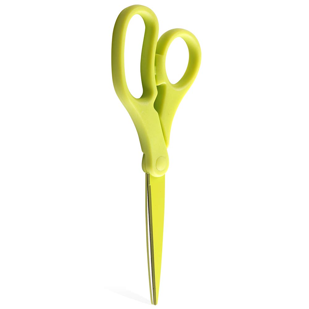 JAM Paper 8-Inch Multi-Purpose Precision Scissors – Neon Lime Green, Stainless Steel Blades, Ergonomic Handle