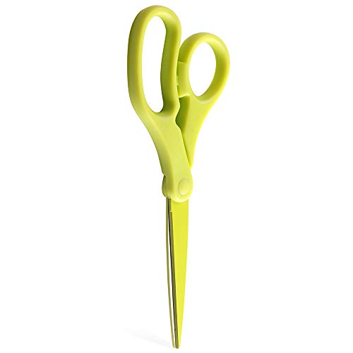 JAM Paper 8-Inch Multi-Purpose Precision Scissors – Neon Lime Green, Stainless Steel Blades, Ergonomic Handle