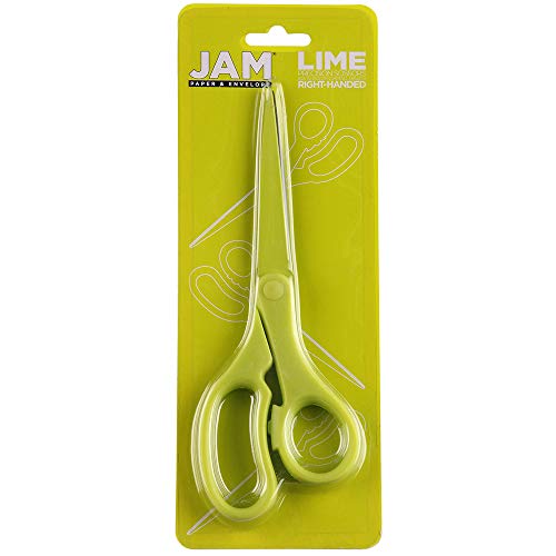 JAM Paper 8-Inch Multi-Purpose Precision Scissors – Neon Lime Green, Stainless Steel Blades, Ergonomic Handle