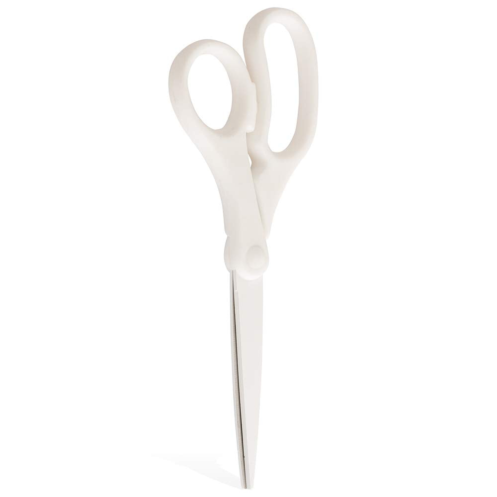 JAM PAPER 8-Inch Precision Scissors, White, Ergonomic Comfort Grip, Stainless Steel Blades – Single Pair