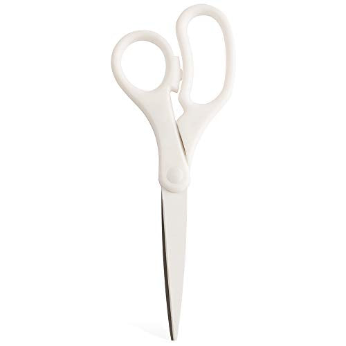 JAM PAPER 8-Inch Precision Scissors, White, Ergonomic Comfort Grip, Stainless Steel Blades – Single Pair