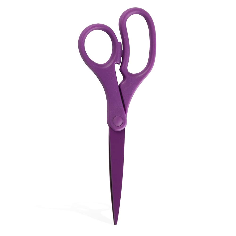 JAM PAPER 8-Inch Purple Precision Scissors - Ergonomic Handle, Stainless Steel Blades