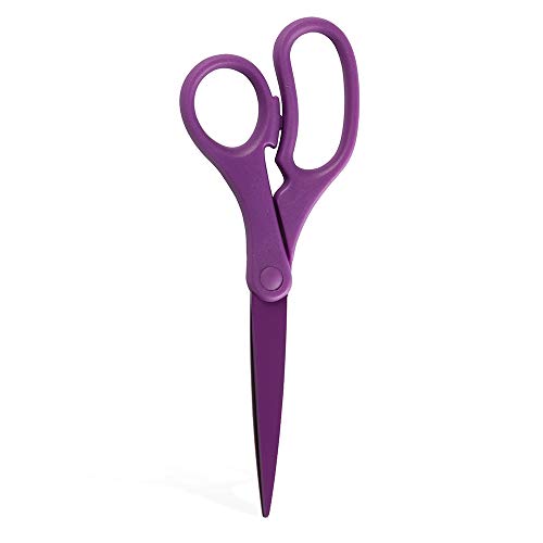 JAM PAPER 8-Inch Purple Precision Scissors - Ergonomic Handle, Stainless Steel Blades