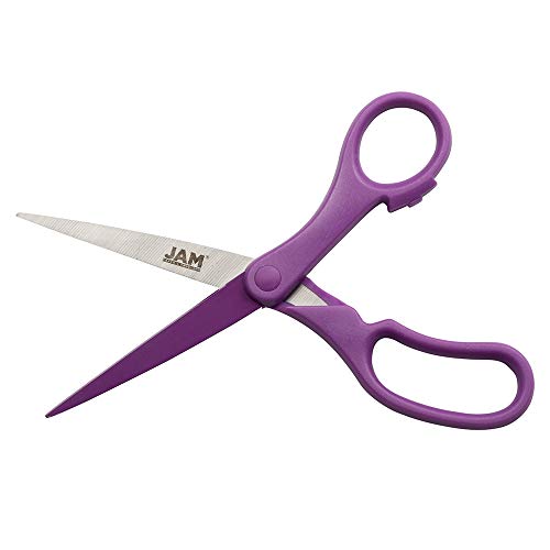 JAM PAPER 8-Inch Purple Precision Scissors - Ergonomic Handle, Stainless Steel Blades