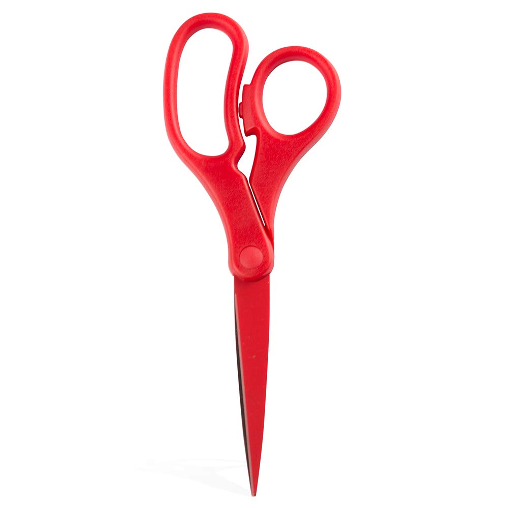 JAM Paper 8-Inch Red Scissors - Multi-Purpose Precision with Ergonomic Handle