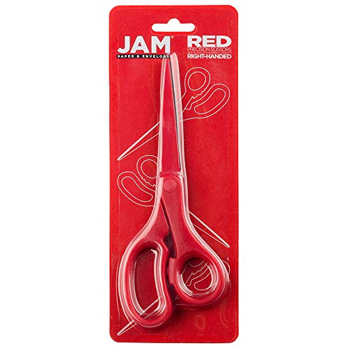 JAM Paper 8-Inch Red Scissors - Multi-Purpose Precision with Ergonomic Handle