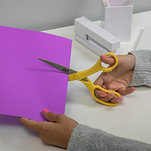 JAM Paper 8-Inch Yellow Precision Scissors with Ergonomic Comfort Grip