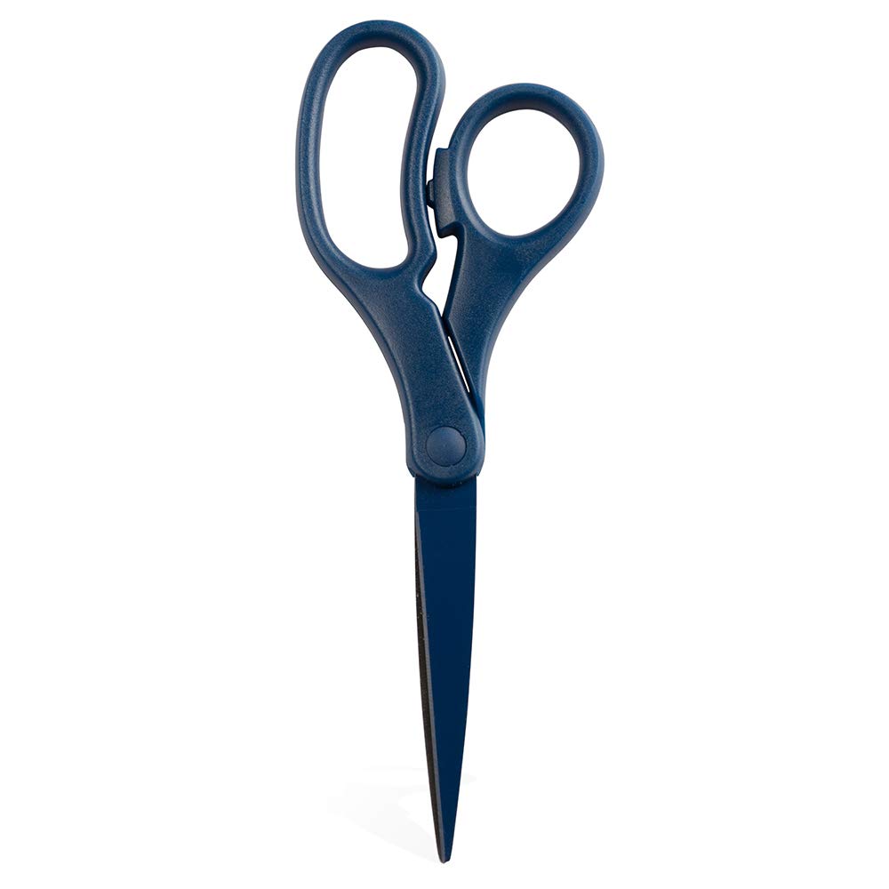 JAM Paper Navy Blue 8-Inch Precision Scissors with Ergonomic Grip