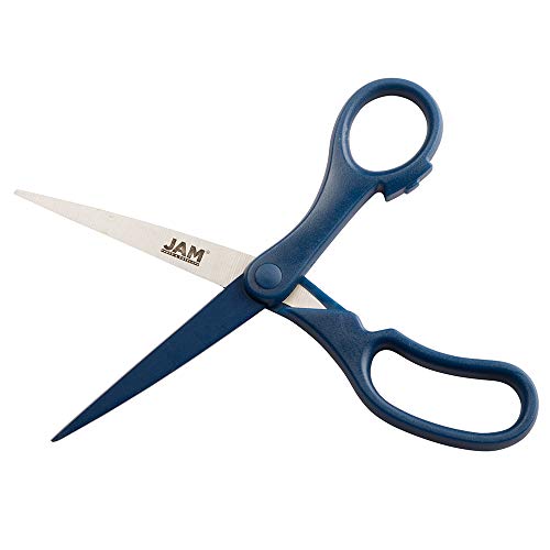 JAM Paper Navy Blue 8-Inch Precision Scissors with Ergonomic Grip