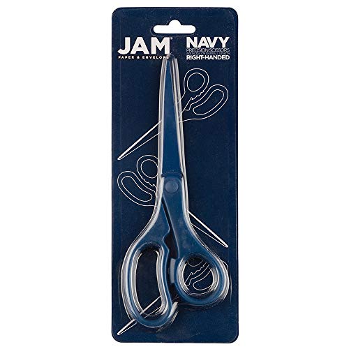JAM Paper Navy Blue 8-Inch Precision Scissors with Ergonomic Grip