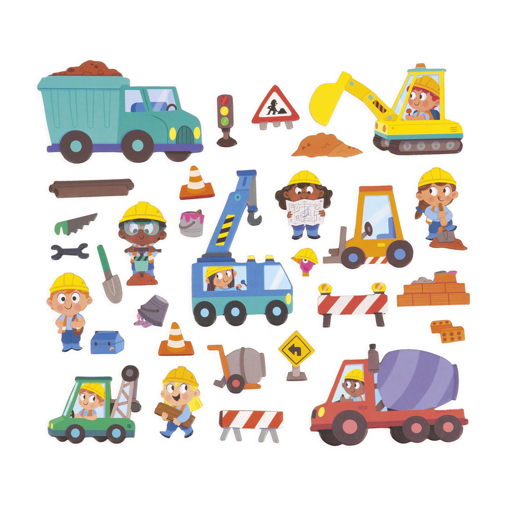 Janod Magneti'stories Construction Site Magnetic Toy Set with 30 Magnets, Ages 3-8