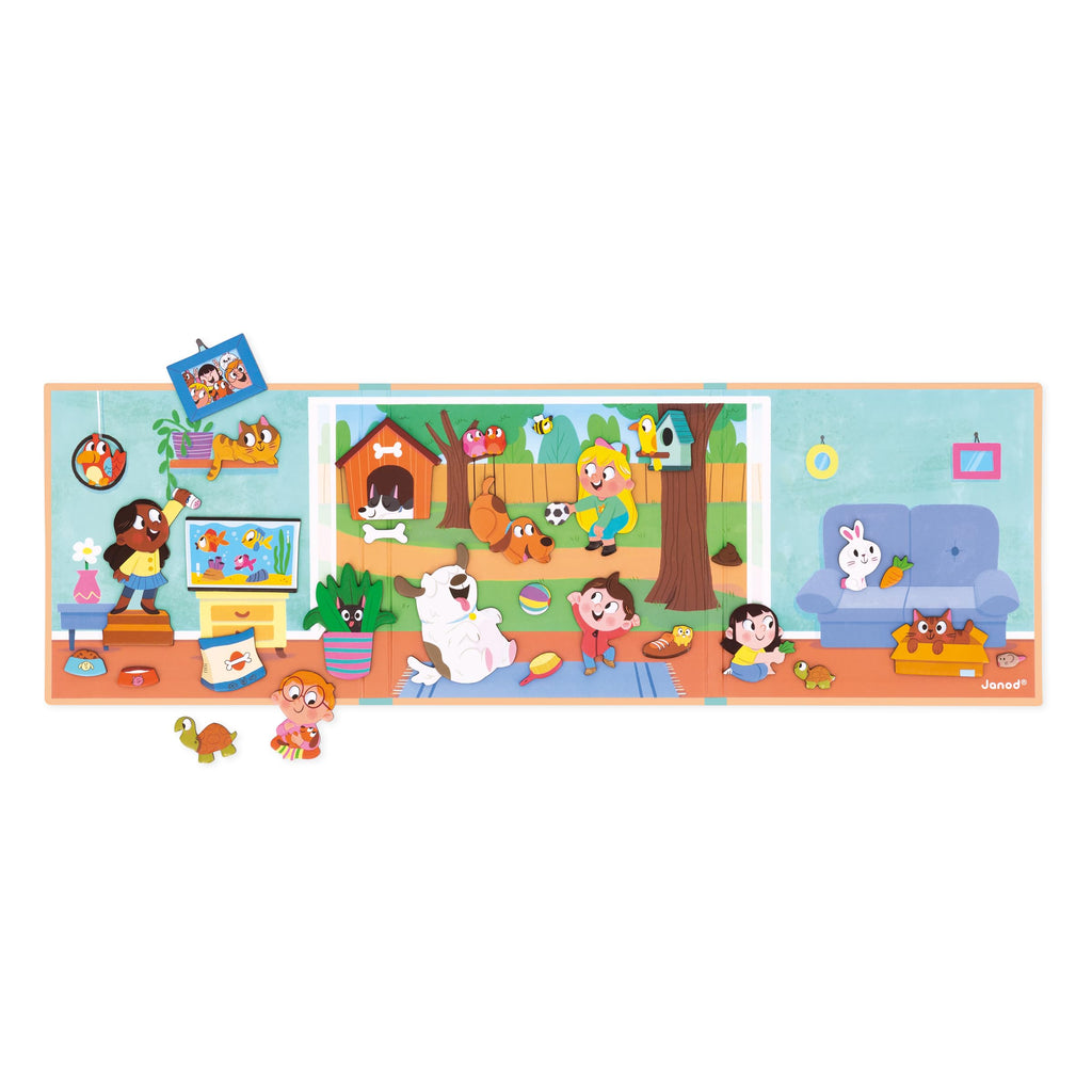 Janod Magnéti'stories Domestic Animals Magnetic Book – 30 Magnets for Kids Ages 3-8