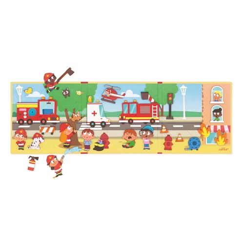Janod Magneti'stories Firefighters Magnetic Storytelling Set – 30 Magnets & Fold-Out Scene