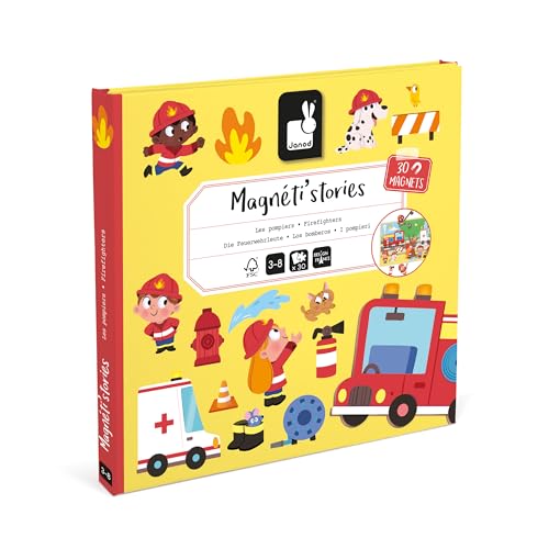 Janod Magneti'stories Firefighters Magnetic Storytelling Set – 30 Magnets & Fold-Out Scene