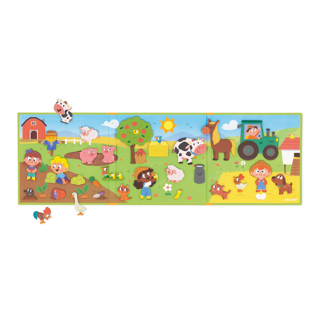 Janod Magneti'stories The Farm - Magnetic Book with 30 Magnets for Kids Ages 3-8